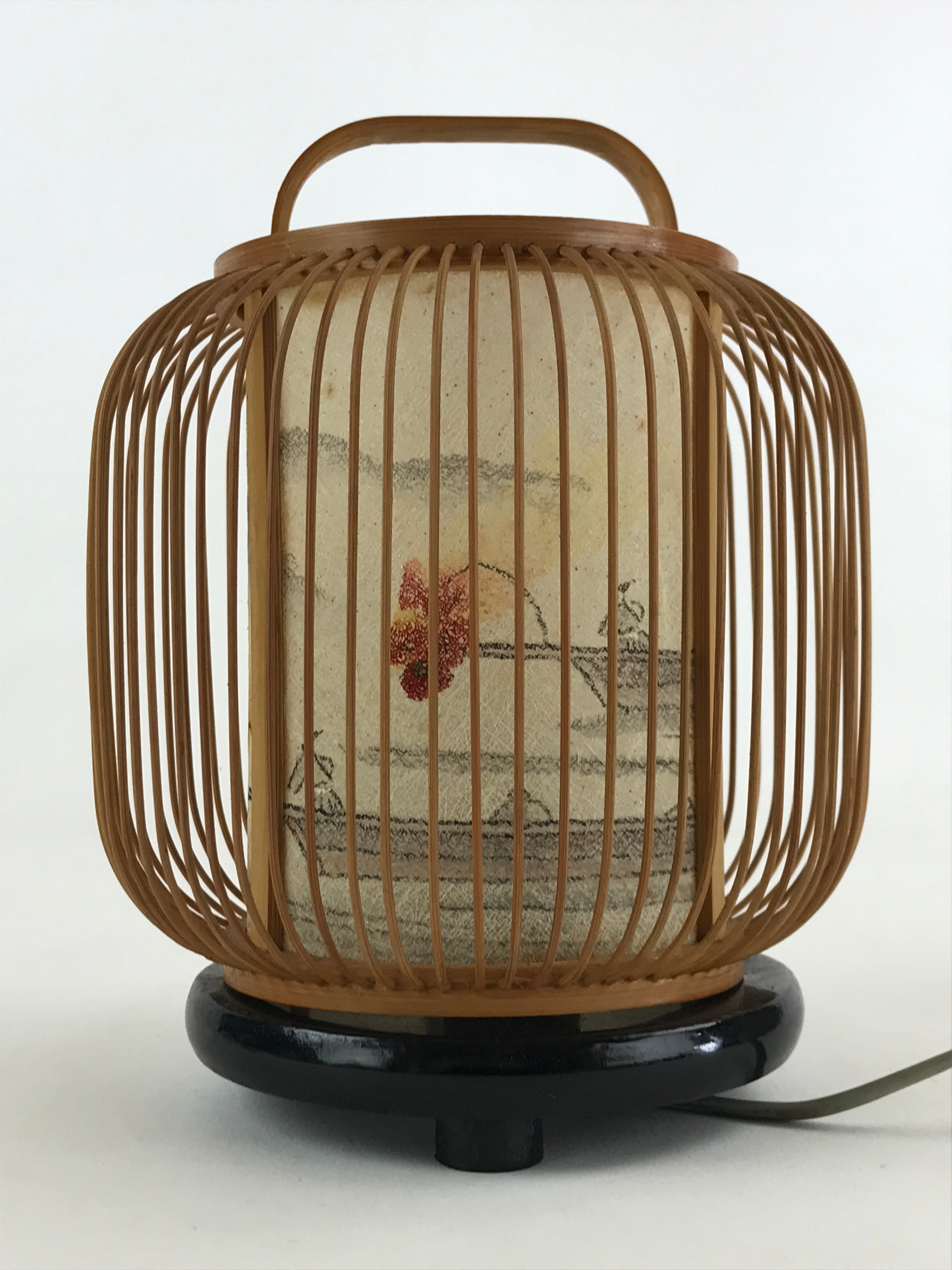 Japanese Electric Lantern Desk Lamp Vtg Paper Washi Bamboo Gifu LT62