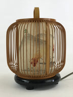 Japanese Electric Lantern Desk Lamp Vtg Paper Washi Bamboo Gifu LT62