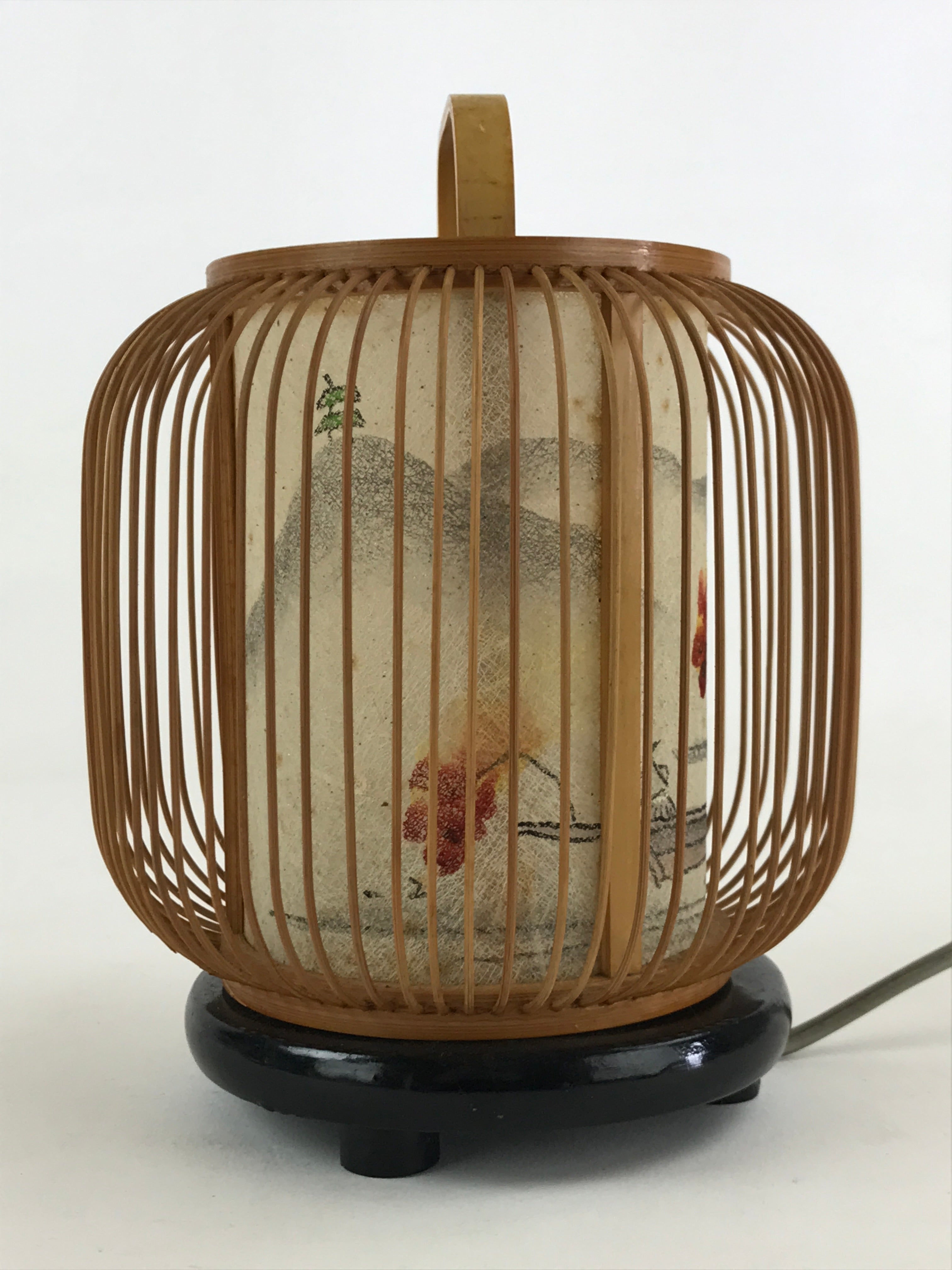 Japanese Electric Lantern Desk Lamp Vtg Paper Washi Bamboo Gifu LT62