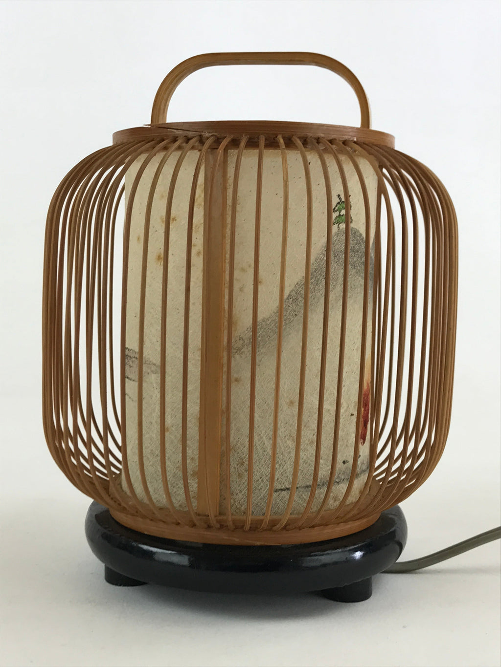 Japanese Electric Lantern Desk Lamp Vtg Paper Washi Bamboo Gifu LT62