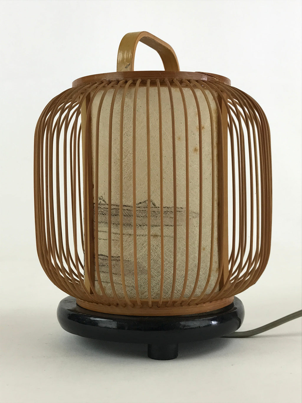 Japanese Electric Lantern Desk Lamp Vtg Paper Washi Bamboo Gifu LT62