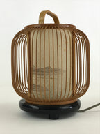 Japanese Electric Lantern Desk Lamp Vtg Paper Washi Bamboo Gifu LT62