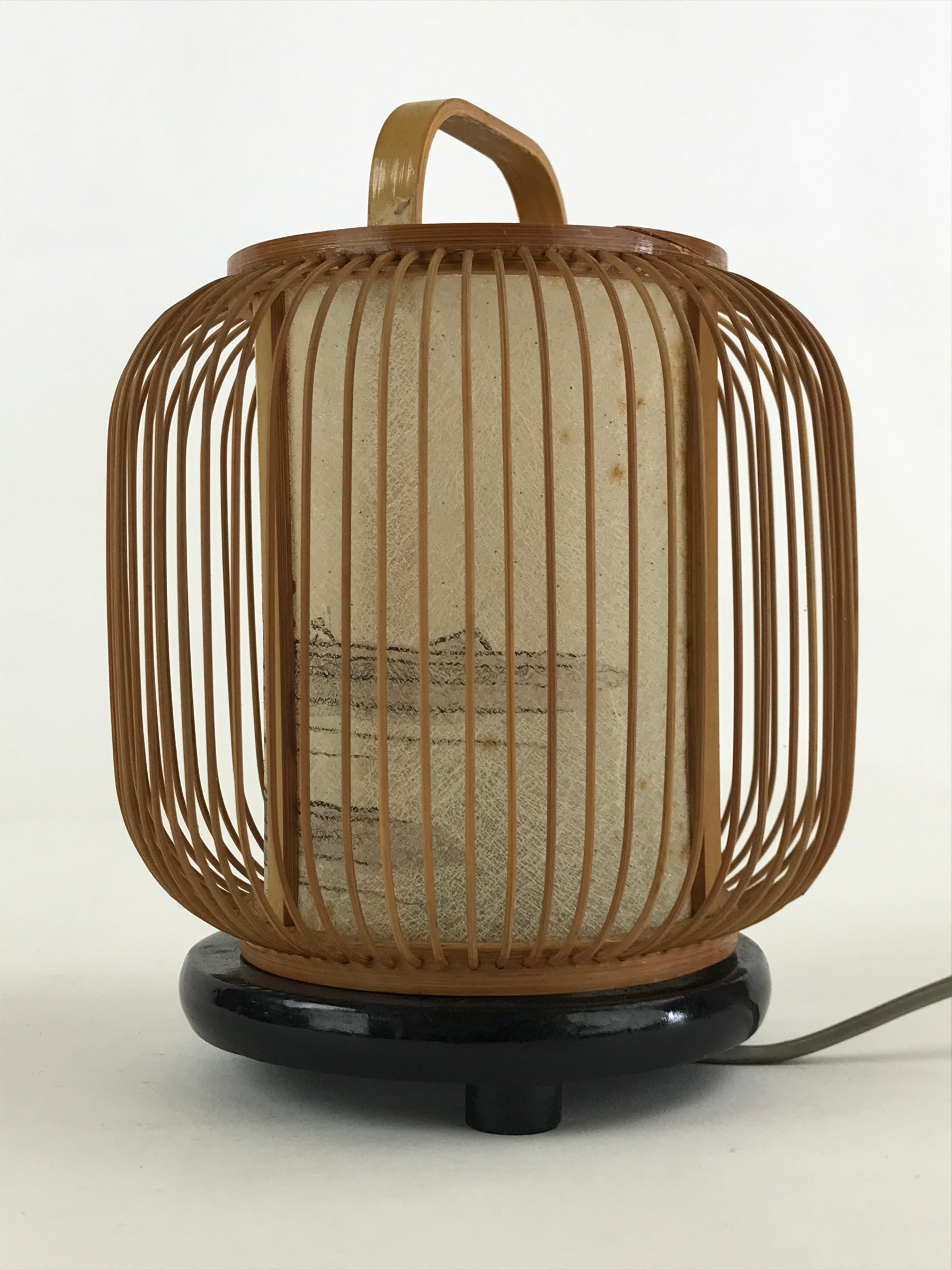 Japanese Electric Lantern Desk Lamp Vtg Paper Washi Bamboo Gifu LT62