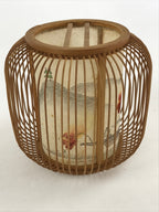 Japanese Electric Lantern Desk Lamp Vtg Paper Washi Bamboo Gifu LT62