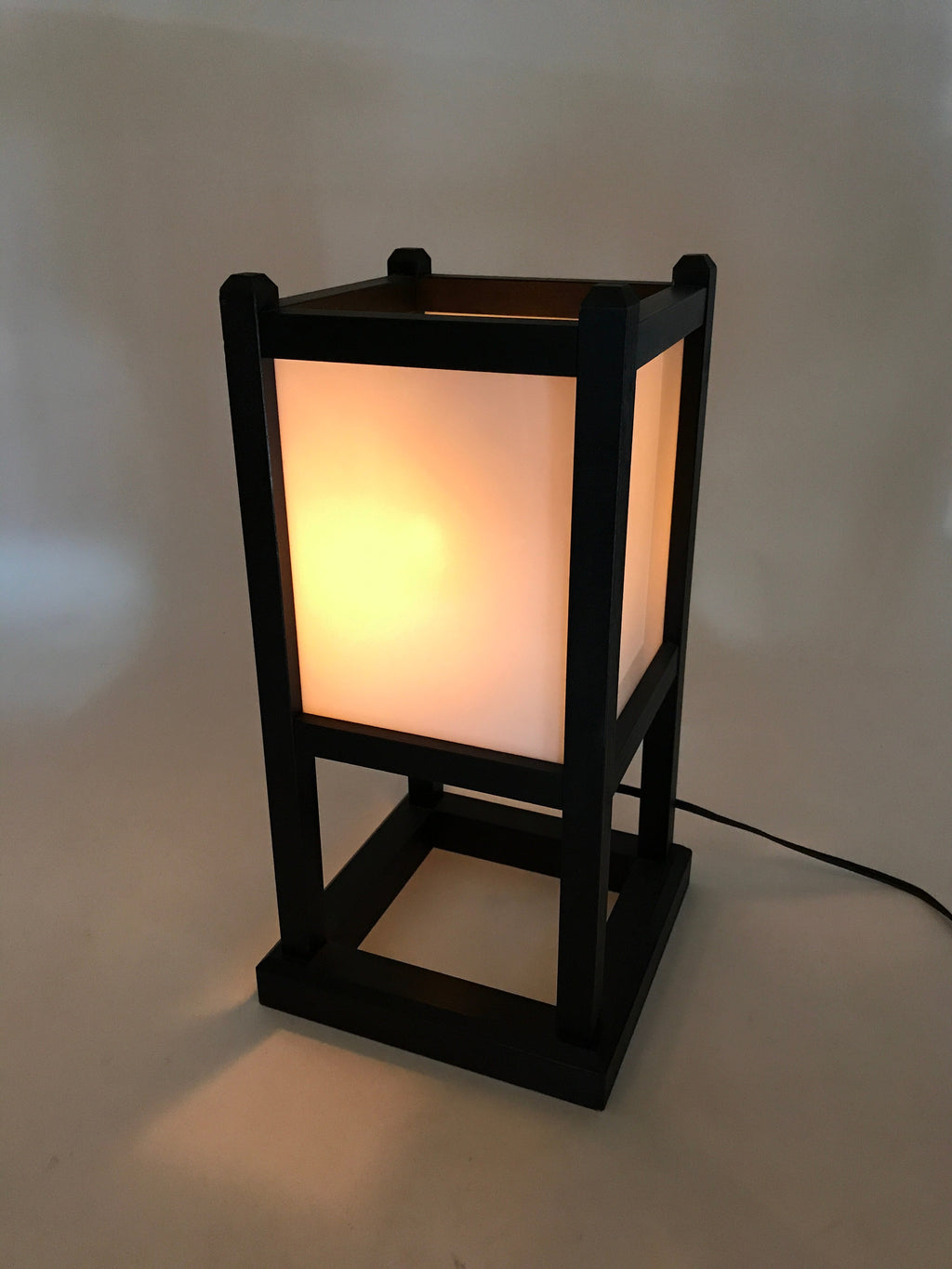 Japanese Electric Lantern Floor Lamp Vtg Table Lamp Wood Frame Resin Panel LT66