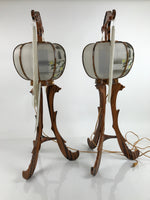 Japanese Electric Lantern Pair Vtg 3 Legs Standing Chochin Obon Festival LT82