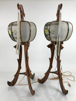 Japanese Electric Lantern Pair Vtg 3 Legs Standing Chochin Obon Festival LT82