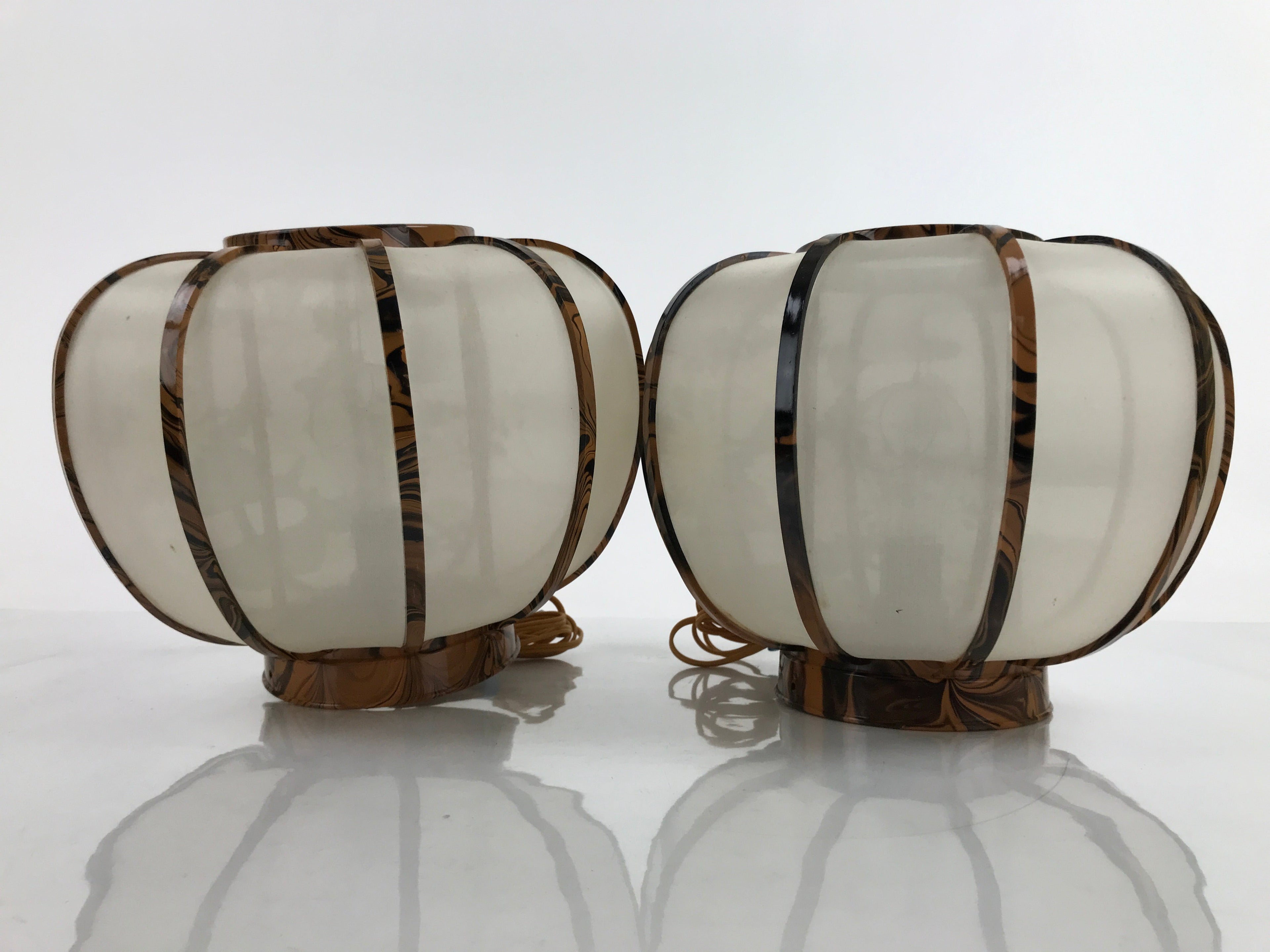 Japanese Electric Lantern Pair Vtg 3 Legs Standing Chochin Obon Festival LT82