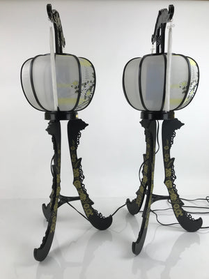 Japanese Electric Lantern Pair Vtg 3 Legs Standing Chochin Obon Festival LT83