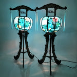 Japanese Electric Lantern Pair Vtg 3 Legs Standing Chochin Obon Festival LT83