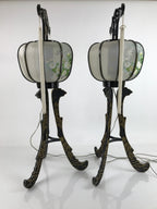 Japanese Electric Lantern Pair Vtg 3 Legs Standing Chochin Obon Festival LT84