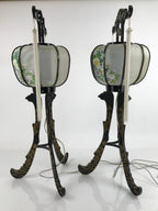 Japanese Electric Lantern Pair Vtg 3 Legs Standing Chochin Obon Festival LT84