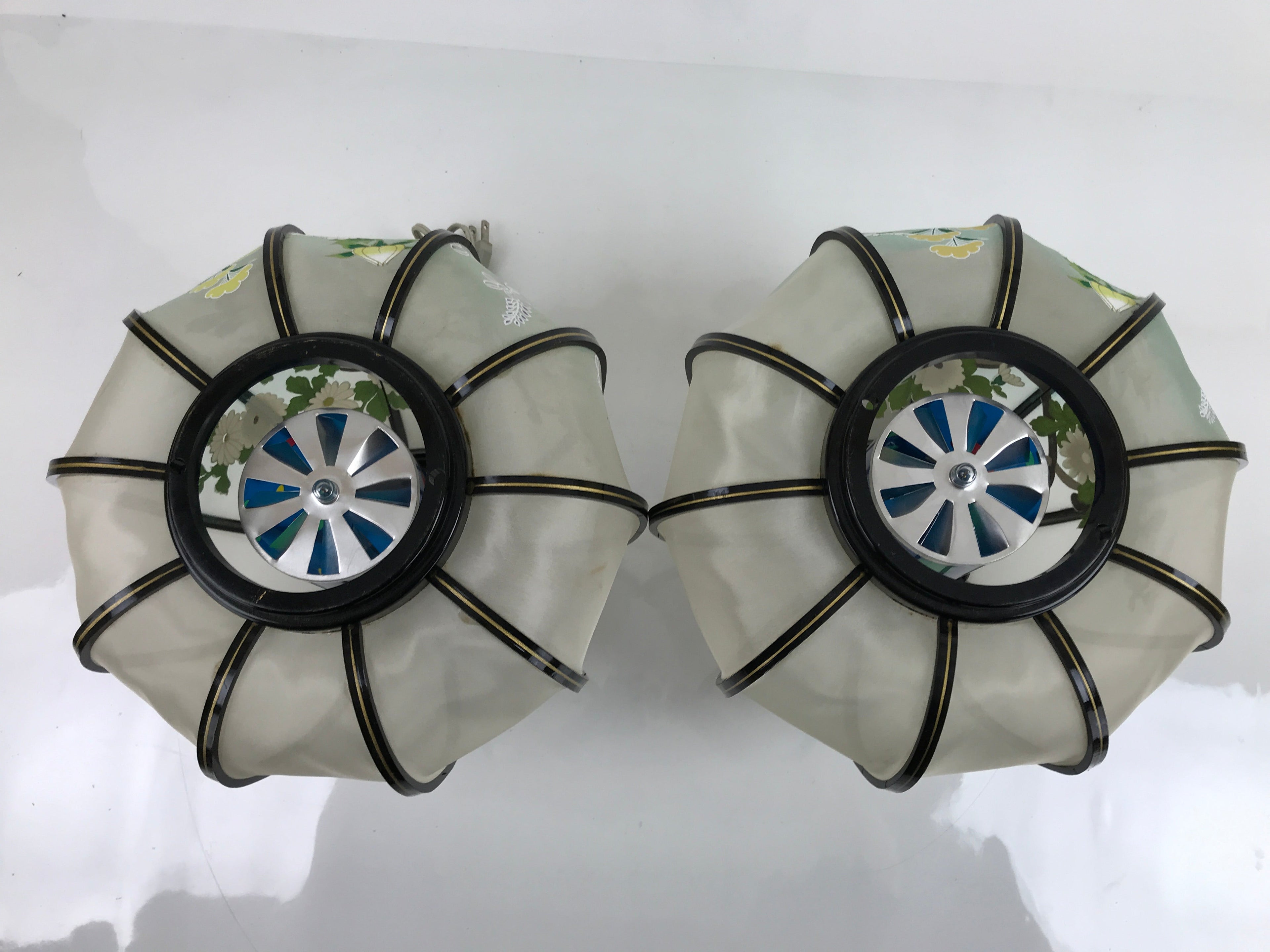 Japanese Electric Lantern Pair Vtg 3 Legs Standing Chochin Obon Festival LT84