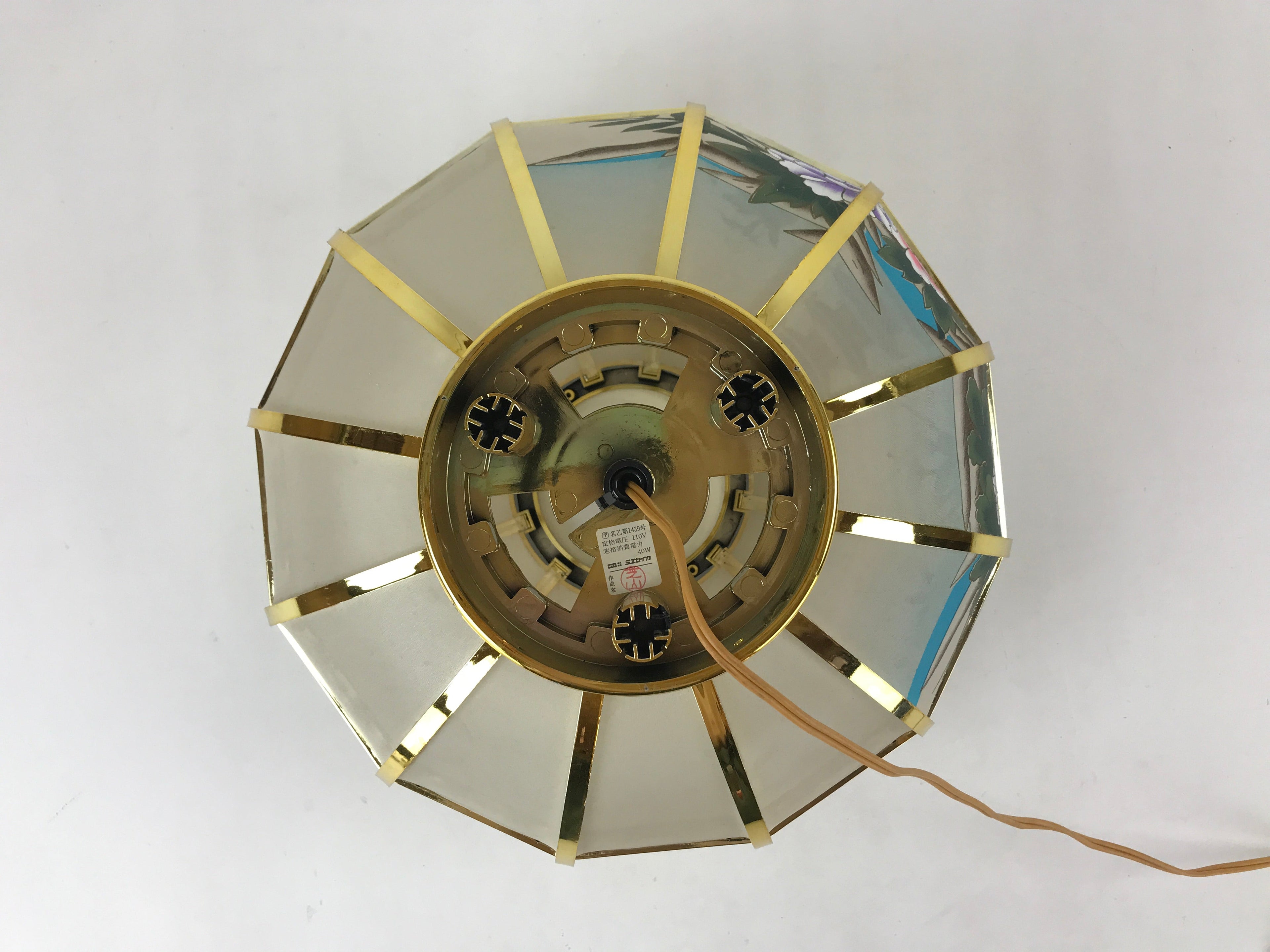 Japanese Electric Lantern Round Lamp Vtg Peony Temple Light Shade Obon LT67