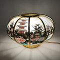 Japanese Electric Lantern Round Lamp Vtg Peony Temple Light Shade Obon LT67
