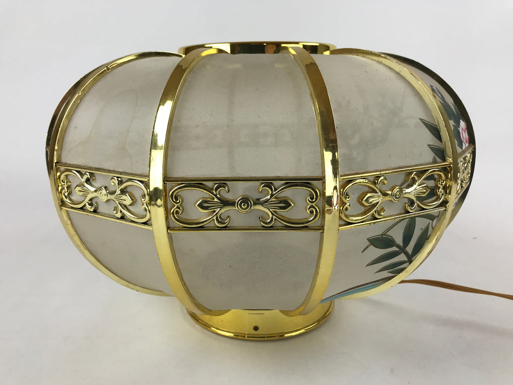 Japanese Electric Lantern Round Lamp Vtg Peony Temple Light Shade Obon LT68