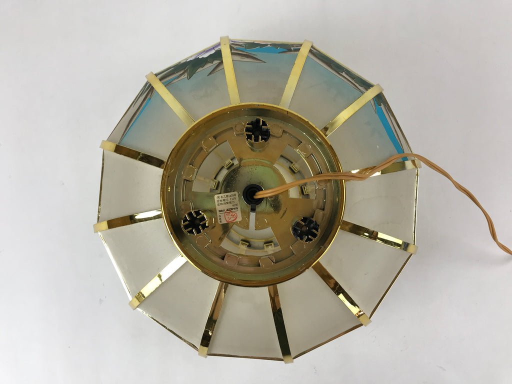 Japanese Electric Lantern Round Lamp Vtg Peony Temple Light Shade Obon LT68