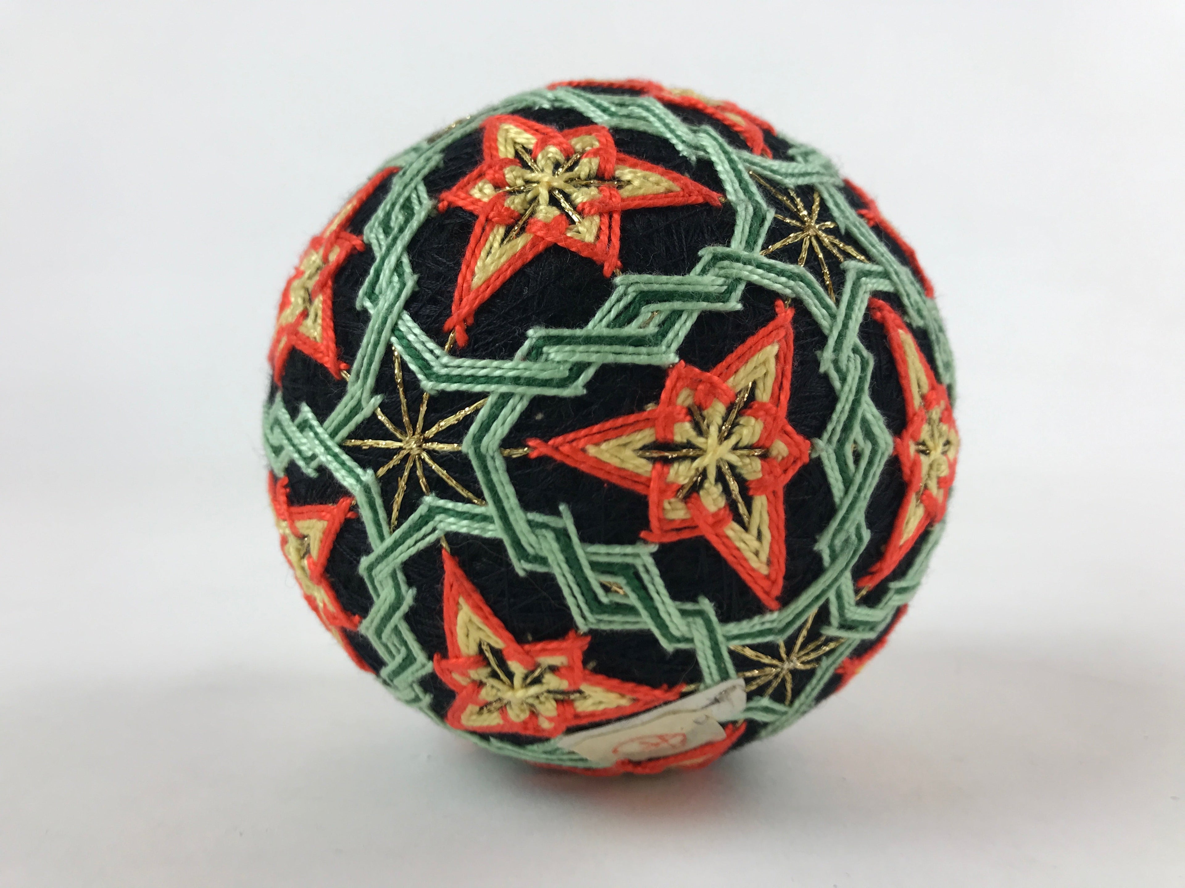 Japanese Embroidered Fabric Ball Temari Vtg Decoration Toy Stars JK580