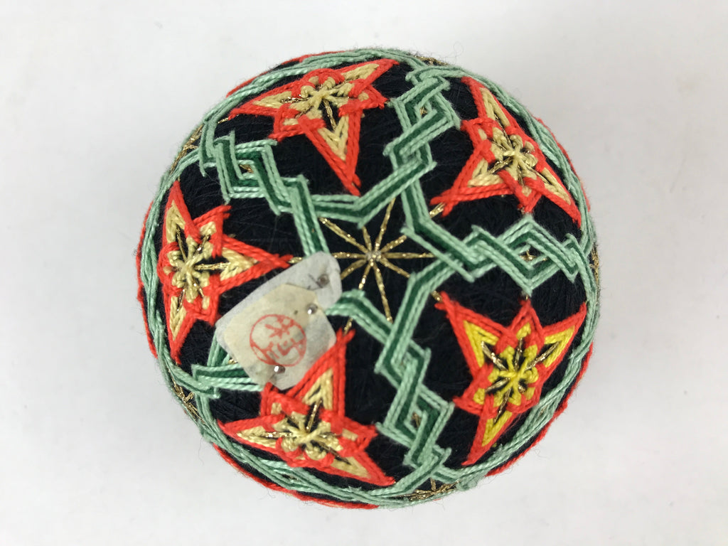 Japanese Embroidered Fabric Ball Temari Vtg Decoration Toy Stars JK580