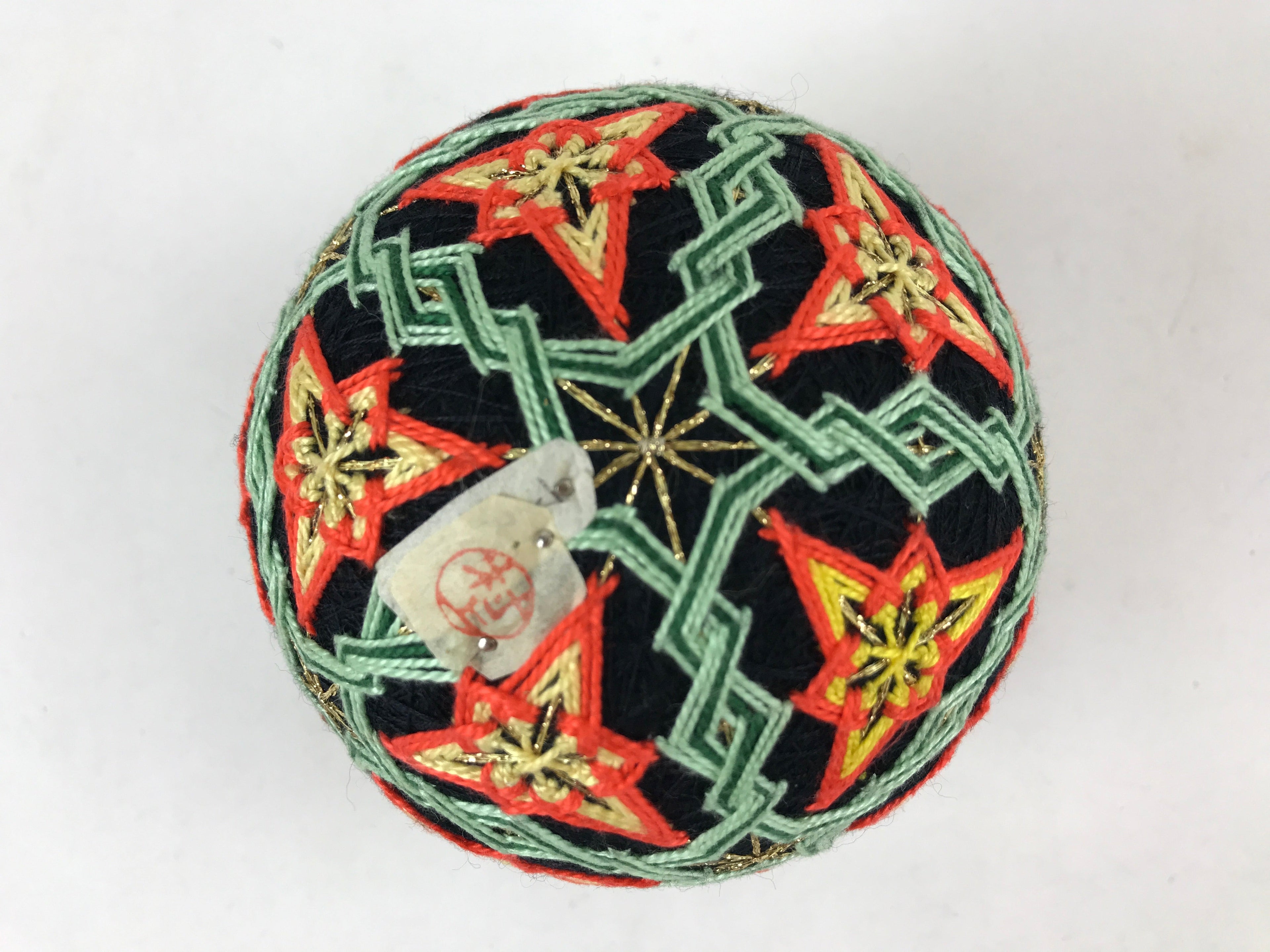 Japanese Embroidered Fabric Ball Temari Vtg Decoration Toy Stars JK580