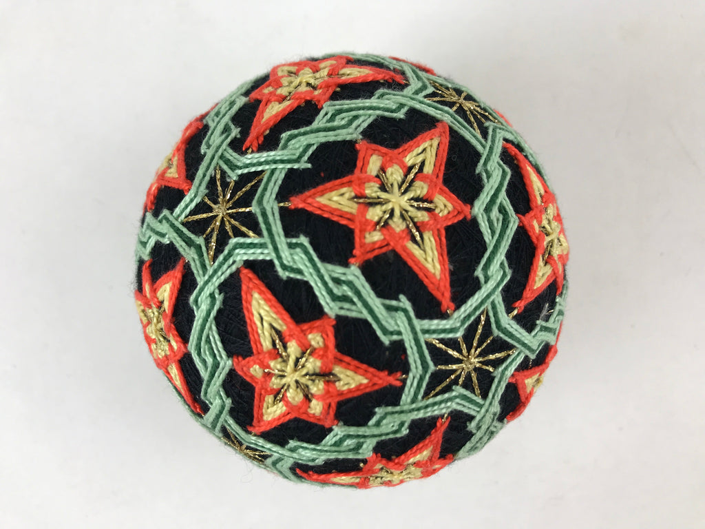 Japanese Embroidered Fabric Ball Temari Vtg Decoration Toy Stars JK580