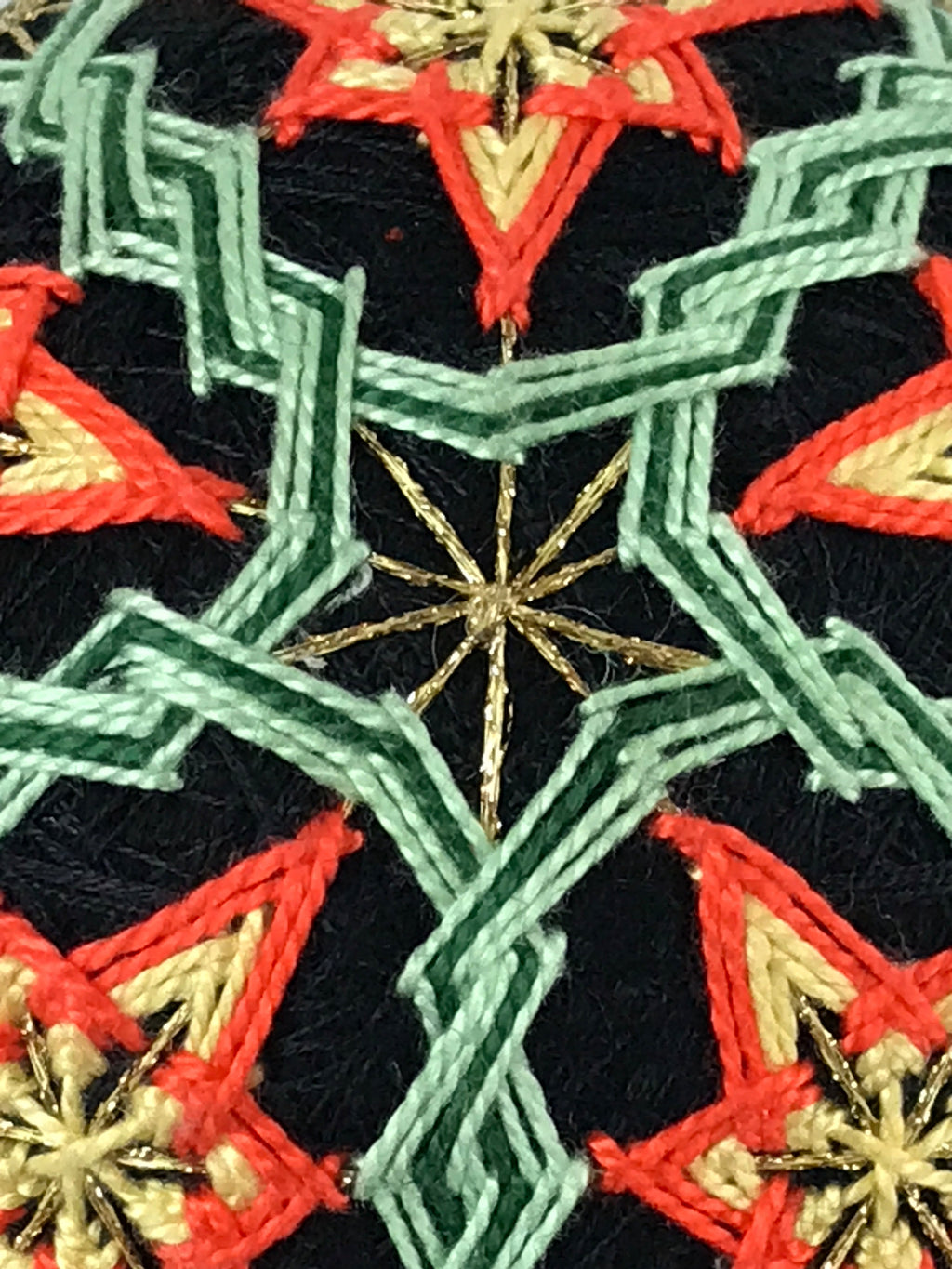 Japanese Embroidered Fabric Ball Temari Vtg Decoration Toy Stars JK580