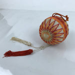 Japanese Embroidered Thread Fabric Hanging Mari Ball Decoration Vtg Temari ID591