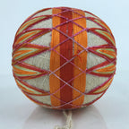 Japanese Embroidered Thread Fabric Hanging Mari Ball Decoration Vtg Temari ID591