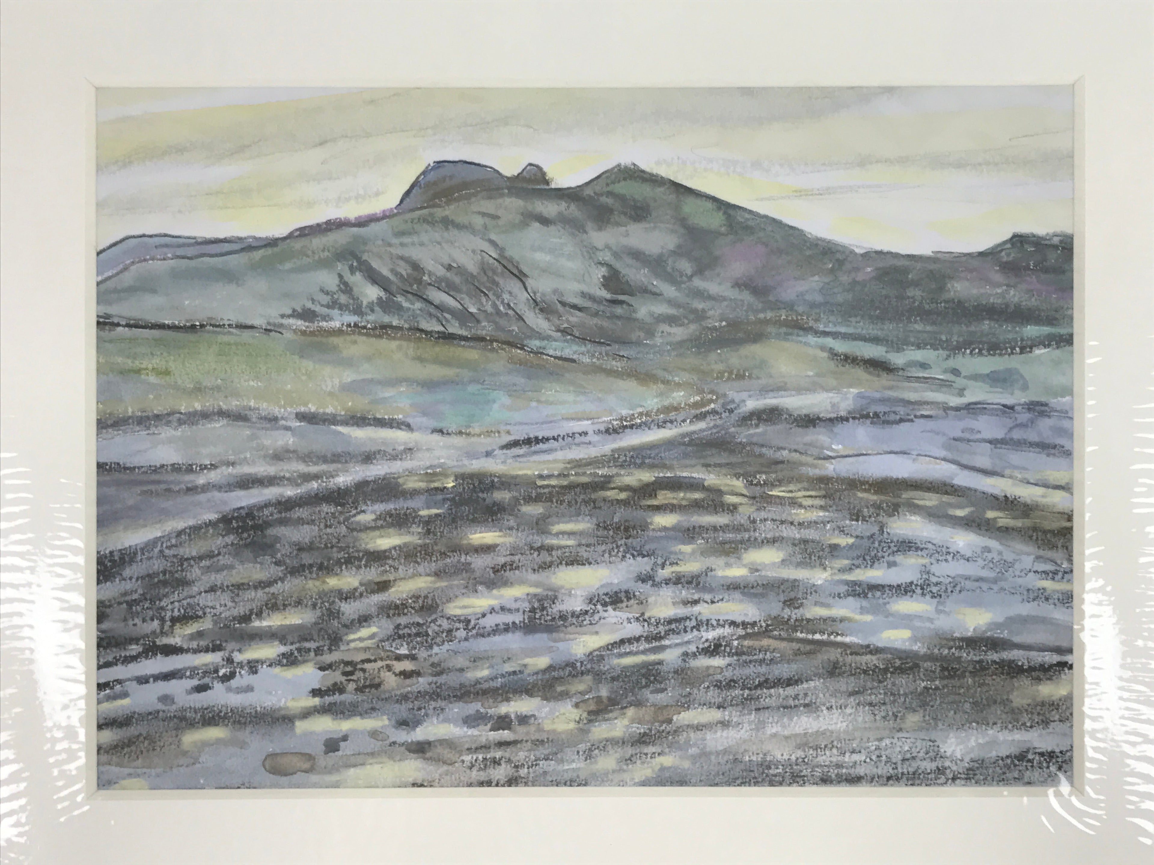 Japanese Evening Countryside Landscape Pastel Drawing Art Unsigned FL318