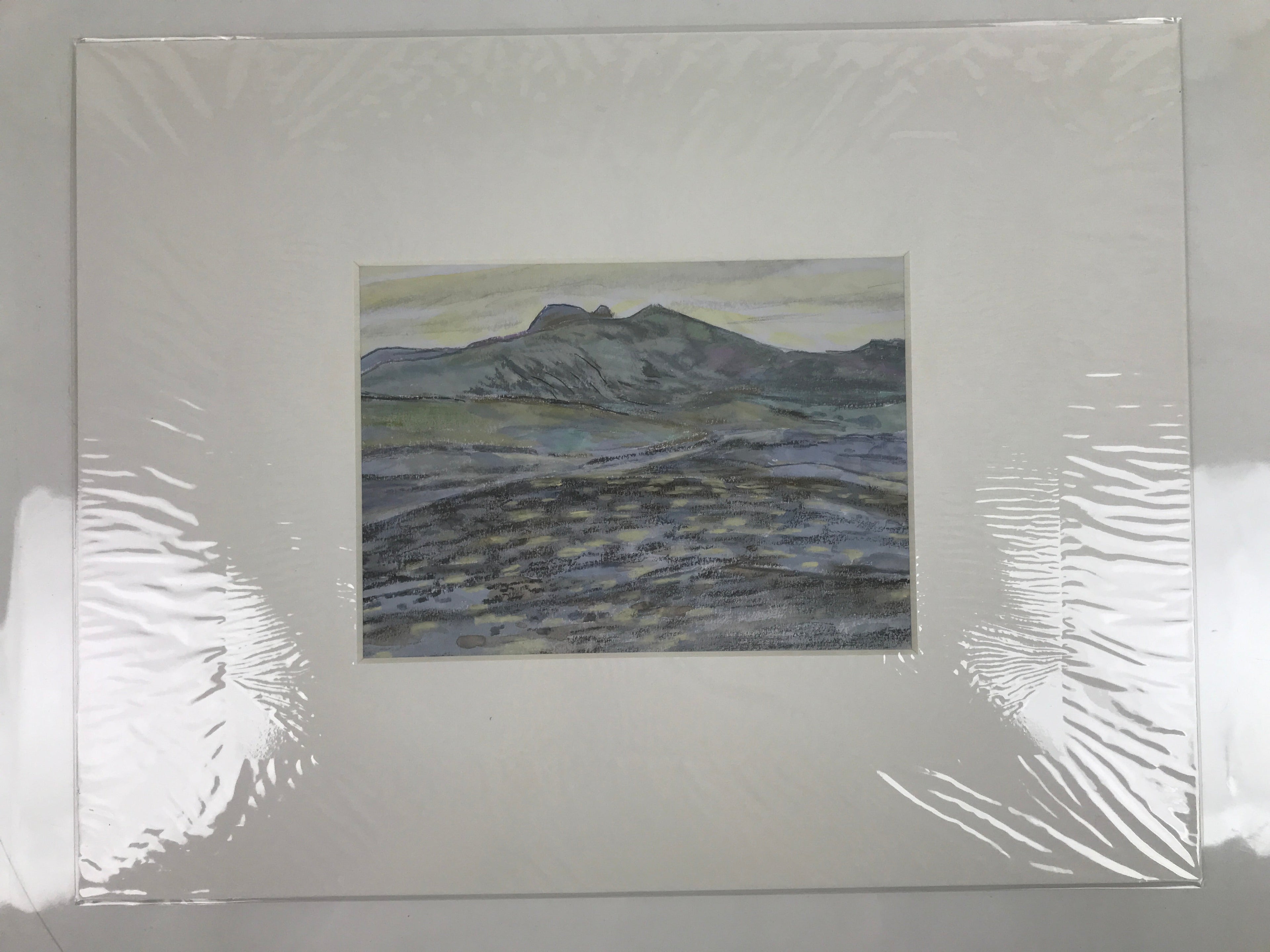 Japanese Evening Countryside Landscape Pastel Drawing Art Unsigned FL318