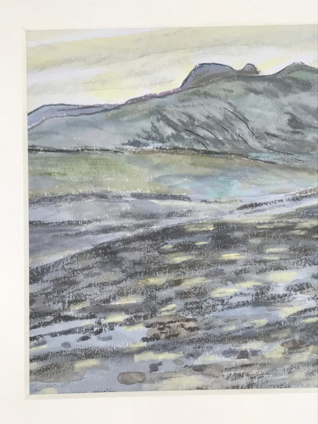 Japanese Evening Countryside Landscape Pastel Drawing Art Unsigned FL318