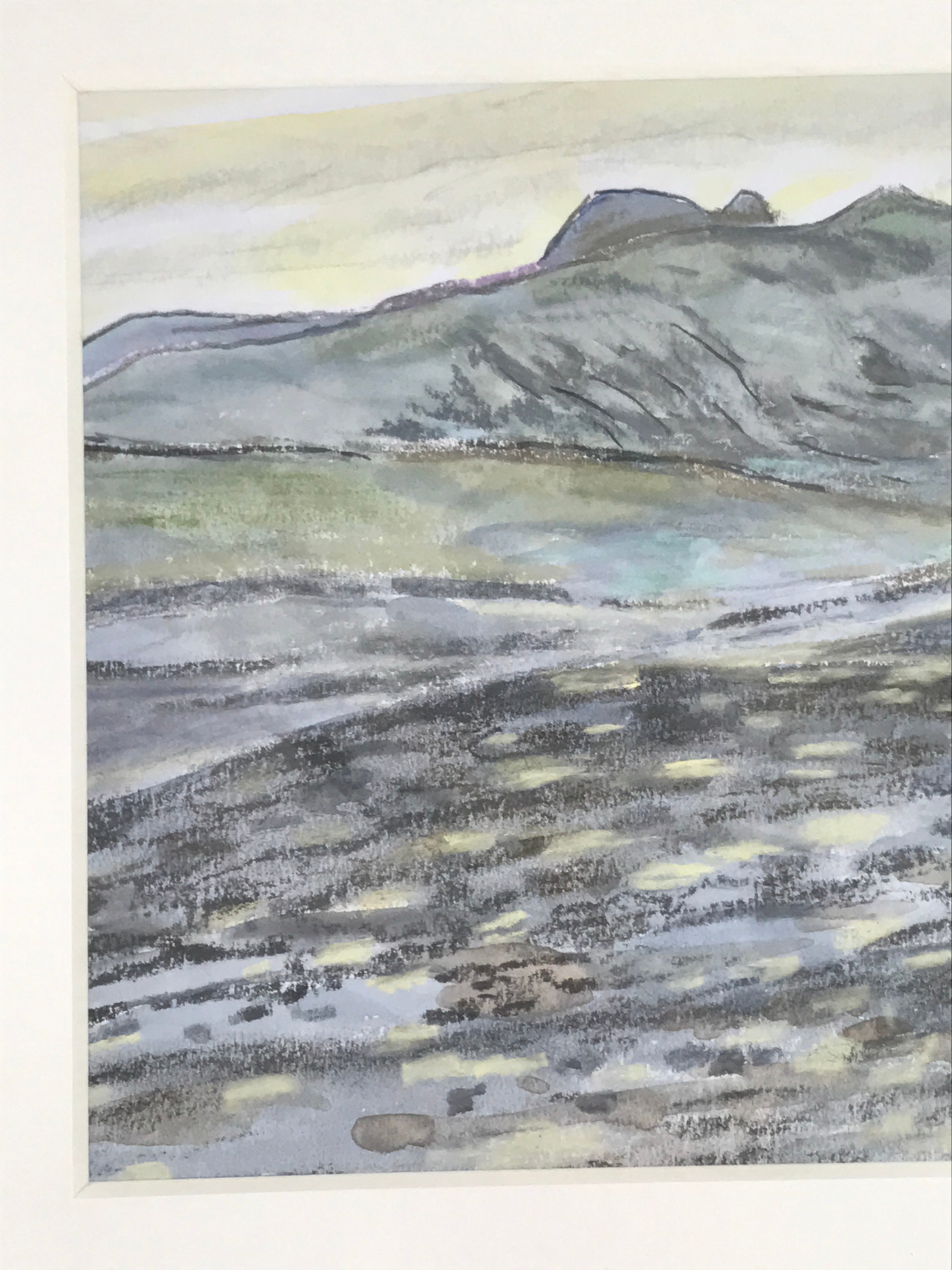 Japanese Evening Countryside Landscape Pastel Drawing Art Unsigned FL318