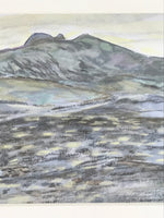 Japanese Evening Countryside Landscape Pastel Drawing Art Unsigned FL318