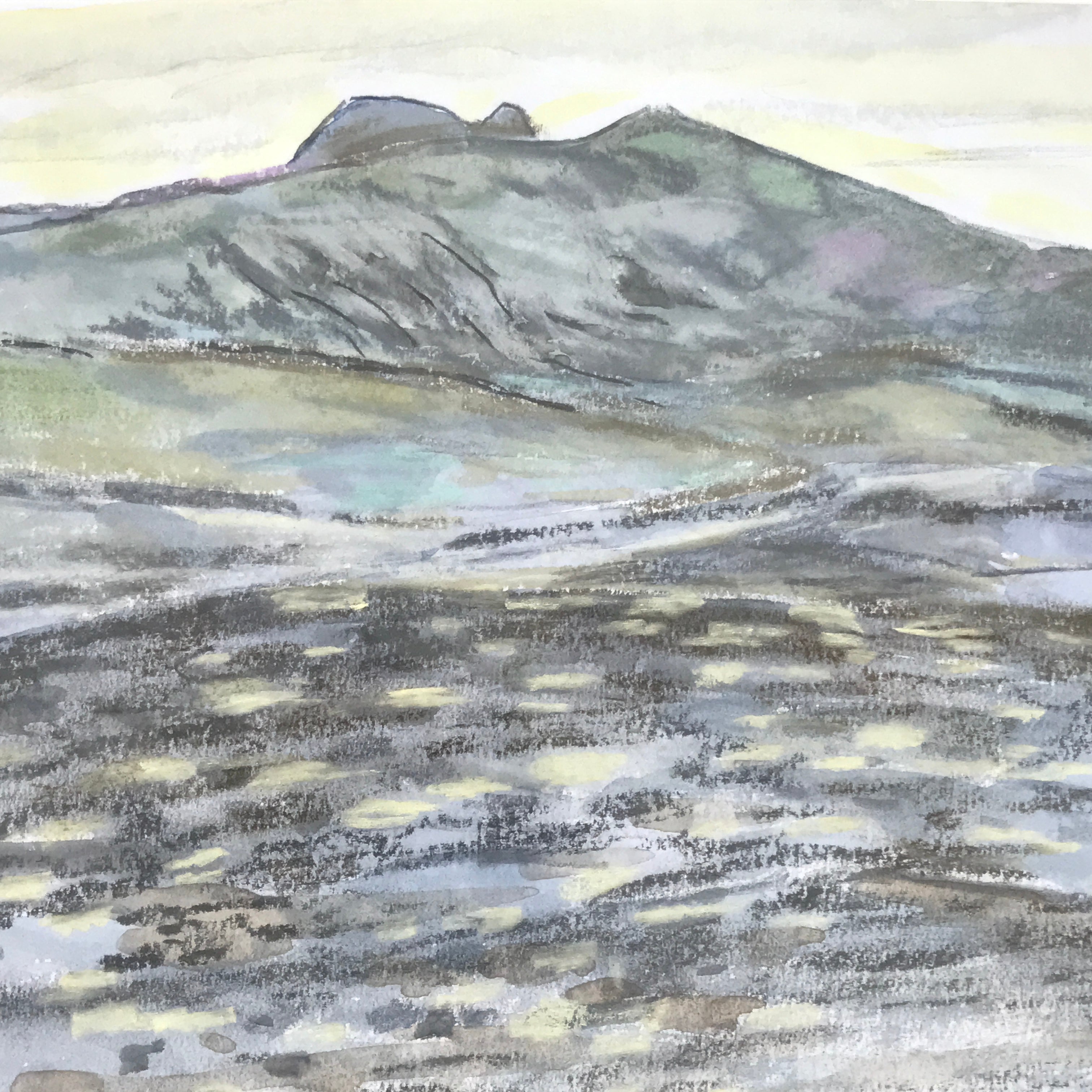 Japanese Evening Countryside Landscape Pastel Drawing Art Unsigned FL318