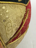 Japanese Fabric Ball Temari Vtg Decoration Amulet Play Wedding Gift Gold Red BD9