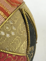 Japanese Fabric Ball Temari Vtg Decoration Amulet Play Wedding Gift Gold Red BD9