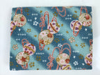 Japanese Fabric Card Holder Vtg Ball Ribbon Blue Pink Gold Cherry Blossom KB93