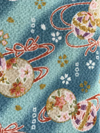 Japanese Fabric Card Holder Vtg Ball Ribbon Blue Pink Gold Cherry Blossom KB93