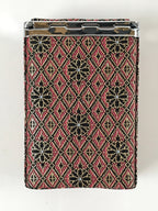 Japanese Fabric Cigarette Case Vtg Tabakoire Spring Lid Box Floral Pink KB83