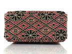 Japanese Fabric Cigarette Case Vtg Tabakoire Spring Lid Box Floral Pink KB83