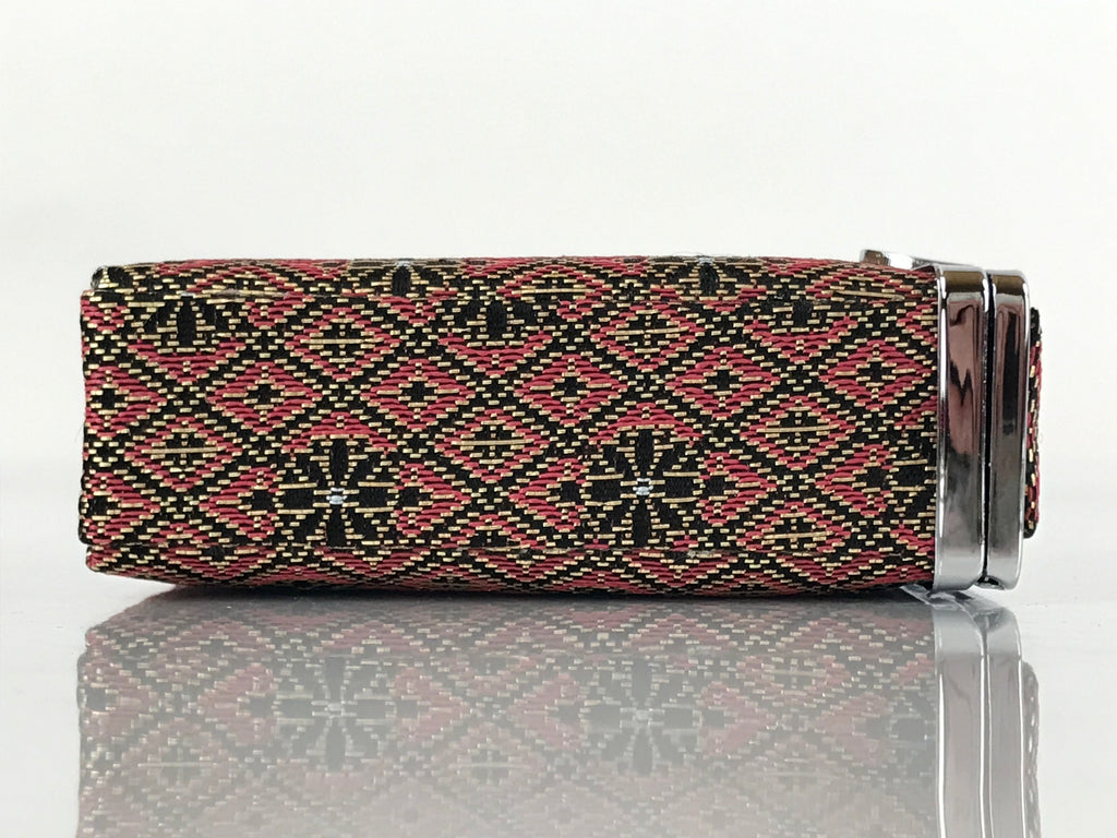 Japanese Fabric Cigarette Case Vtg Tabakoire Spring Lid Box Floral Pink KB83