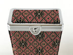 Japanese Fabric Cigarette Case Vtg Tabakoire Spring Lid Box Floral Pink KB83