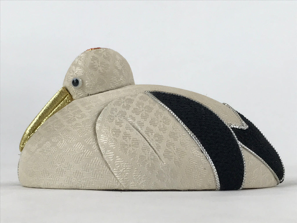 Japanese Fabric Crane Tsuru Bird Doll Vtg Chirimen Zaiku Traditional Craft BD958