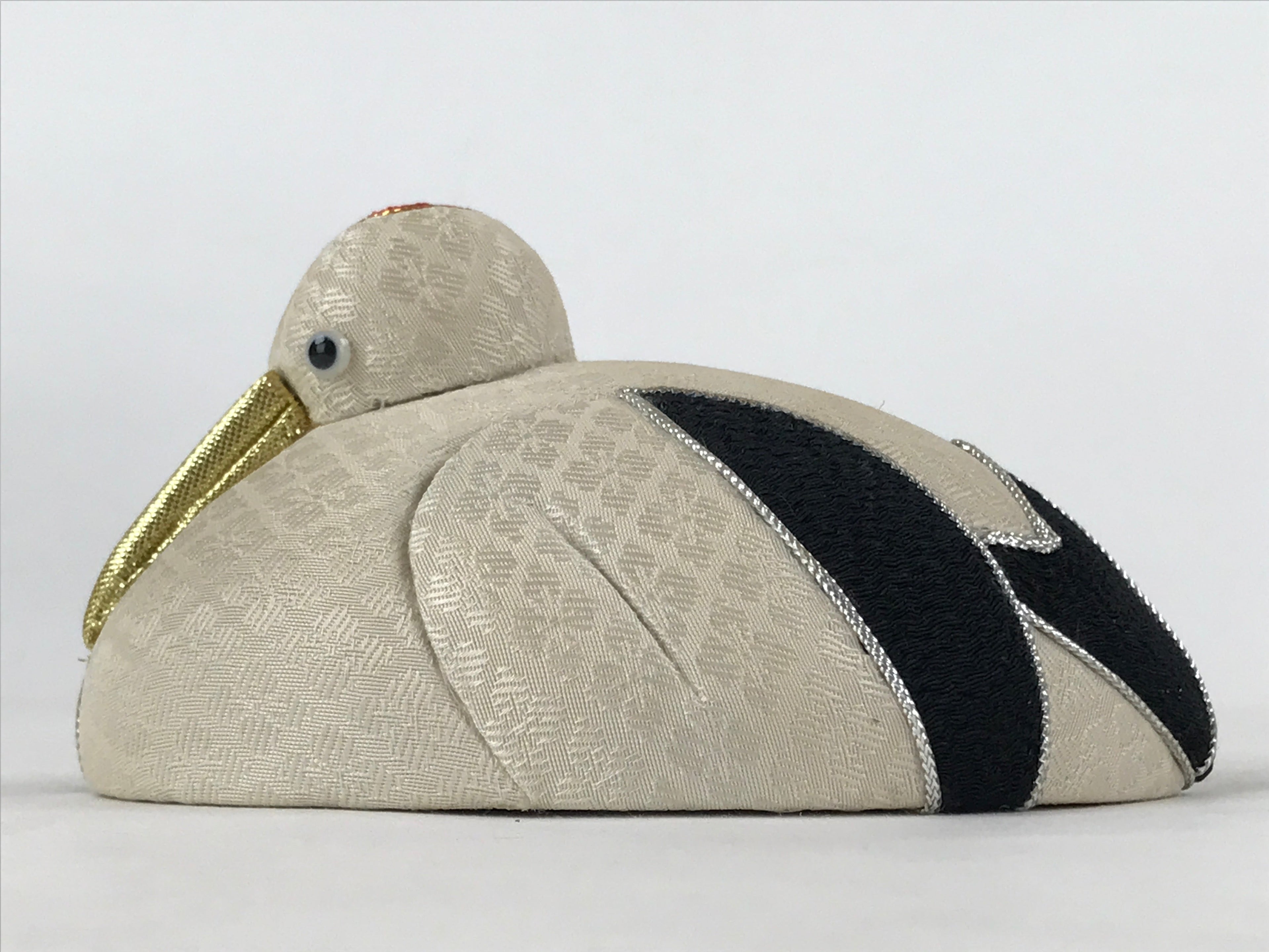 Japanese Fabric Crane Tsuru Bird Doll Vtg Chirimen Zaiku Traditional Craft BD958