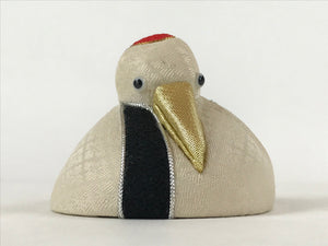 Japanese Fabric Crane Tsuru Bird Doll Vtg Chirimen Zaiku Traditional Craft BD958