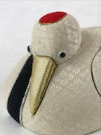 Japanese Fabric Crane Tsuru Bird Doll Vtg Chirimen Zaiku Traditional Craft BD958