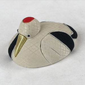 Japanese Fabric Crane Tsuru Bird Doll Vtg Chirimen Zaiku Traditional Craft BD958