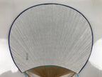 Japanese Fabric Fan Uchiwa Vtg Bamboo Round Paper Back Seasonal Flower Blue U136