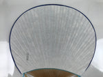 Japanese Fabric Fan Uchiwa Vtg Bamboo Round Paper Traditional Designs Blue U139