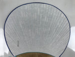 Japanese Fabric Fan Uchiwa Vtg Bamboo Round Paper Traditional Designs Blue U141